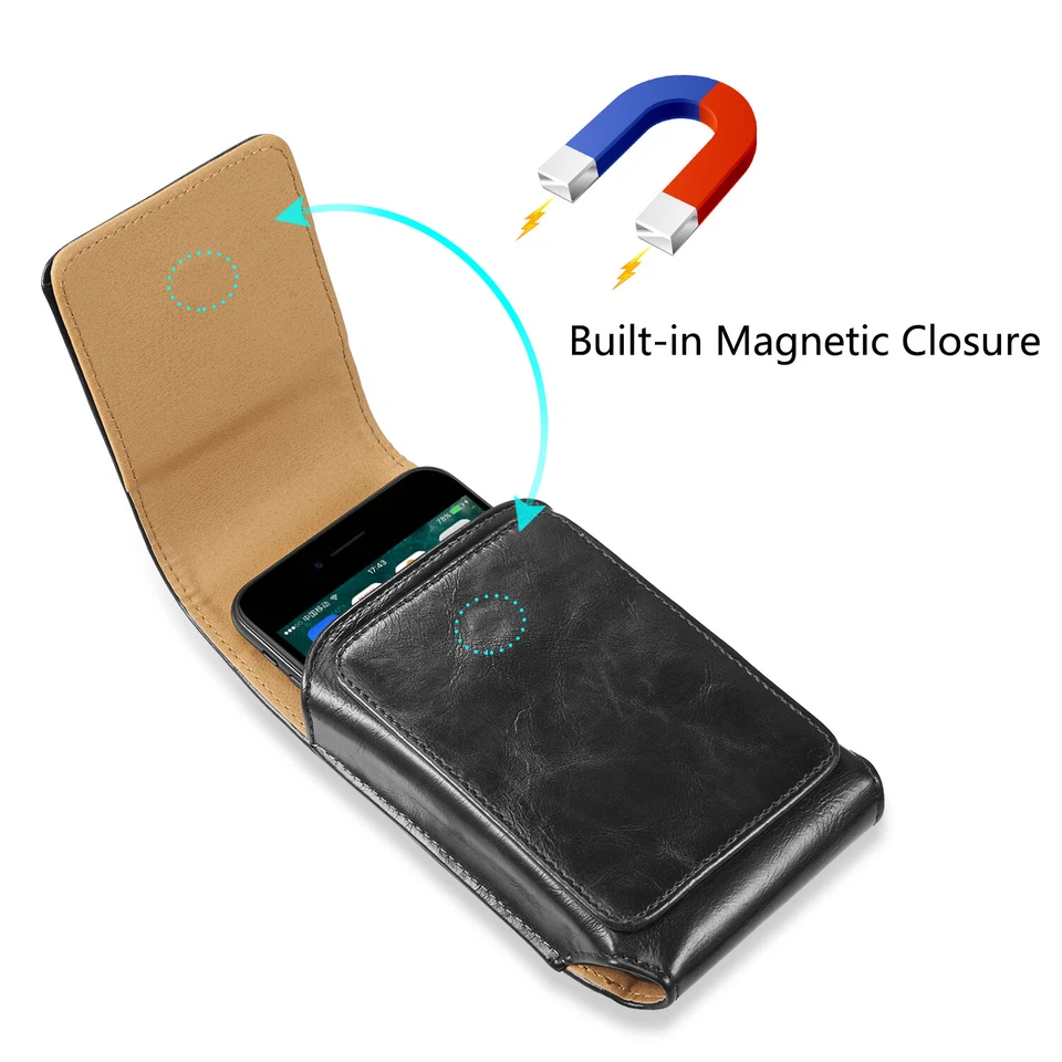 New Cell Phone Belt Pack Bag Loop Waist Holster Pouch Case​ Leather Wallet Cover - Image 4 of 4