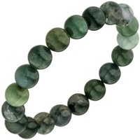 Armband Armschmuck Aus Moosachat GrüN Edelsteinarmband Elastisch Endlos 19Cm
