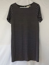EUC Lark & Ro Short Sleeve Dress- Black & White Striped Size Medium Lined Summer