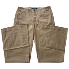 Ralph Lauren Wide Leg Trousers Women 8 Tan Khaki Cotton Button Fly Chino Pants
