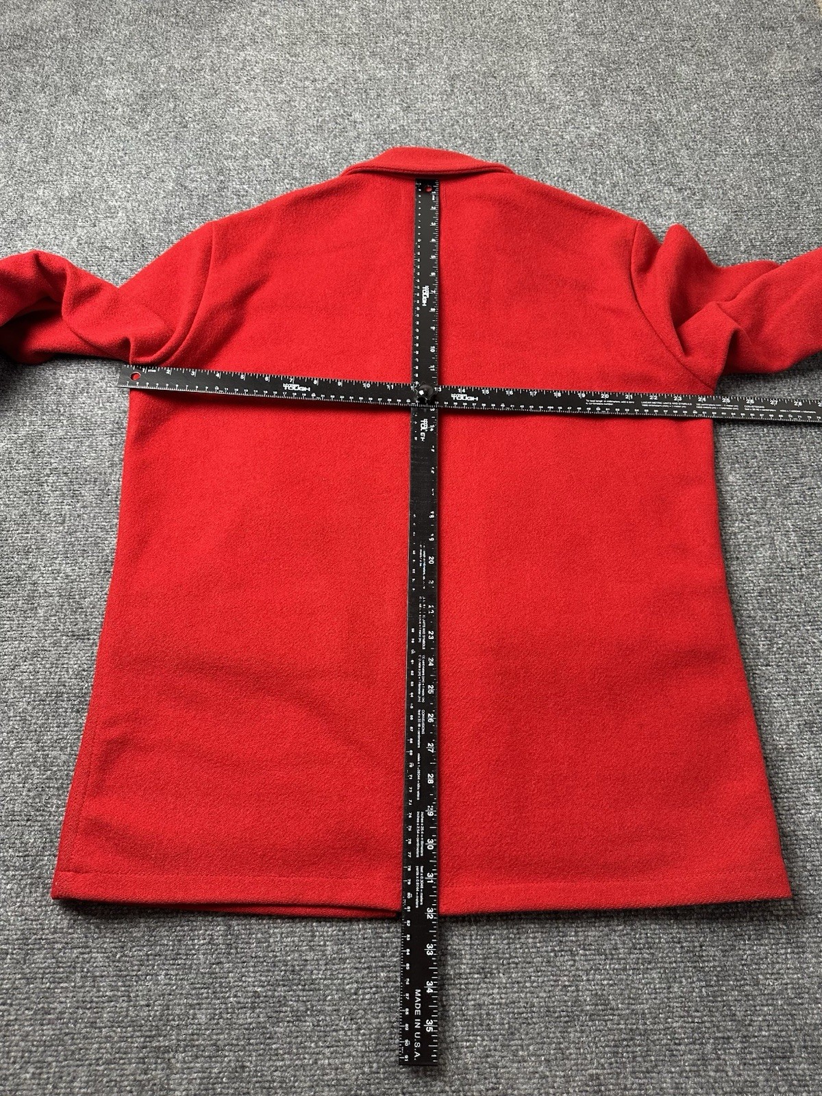 Mens Wool Pendleton Red Zip Front Jacket 1960s Ma… - image 8