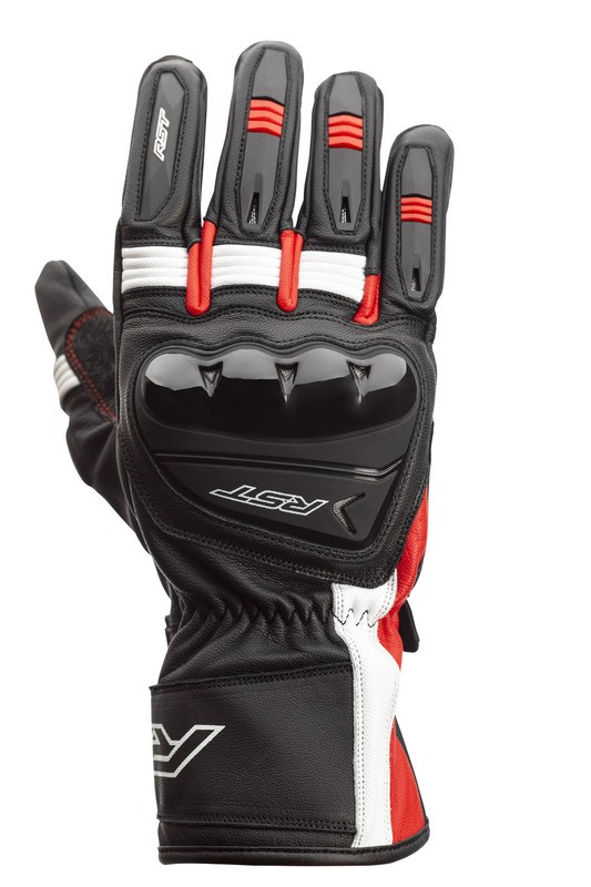 Gants RST Pilot CE en cuir noir rouge et blanc pour moto