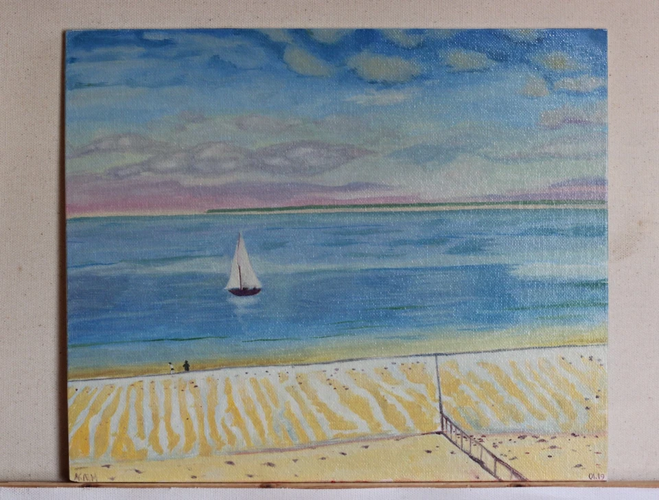 Cuadro óleo sobre lienzo 10"x12" después de Albert Marquet reflujo río paisaje acuático Foto 2 de 3