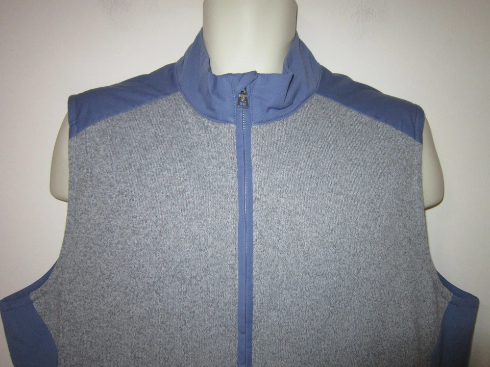 PETER MILLAR Crown Crafted Cambridge Wool Vest Full Zip Blue Grey Sz L $265 - Image 3 of 4