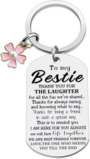 Unique Bestie Gifts,Bestie Flowers,Best Friend Keychain,Birthday Key Chain,Good