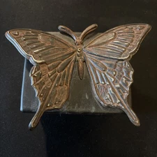 Vintage Jan Barboglio Hand Forged Iron Large Butterfly Trinket Box Rare