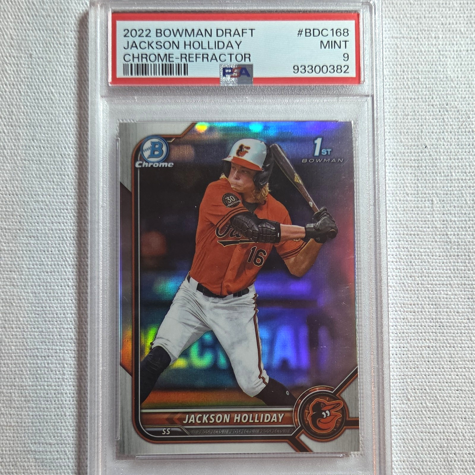 Bowman 2022 Draft Jackson Holliday Chrome 1st Bowman Refractor BDC-168 PSA 9