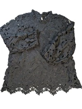 ELLA RAFAELLA LACE LINED KEYHOLE BLOUSE SIZE XL Classy Chic