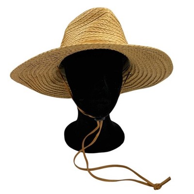 Panama Jack Paper Braid Sun Hat Wide Brim Chin Cord One Size Boho Western