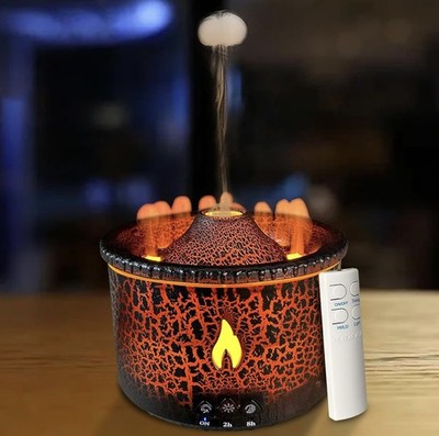 Volcano Essential Oil Aroma Diffuser  LED Aromatherapy Humidifier with Flame