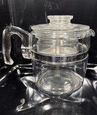Vintage PYREX Flameware 6 Cup Glass Coffee Pot Percolator 7756 B Complete