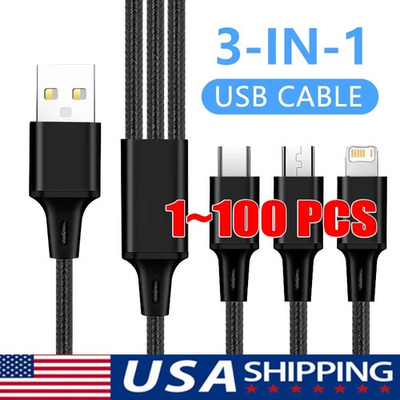 #ad 3in1 Fast USB Charging Cable Universal Multi Function CellPhone Charger Cord LOT $135.62