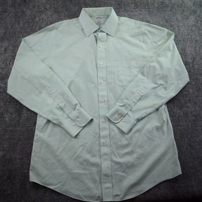 Brooks Brothers Dress Shirt 16 4/5 Regent Green Check Point Collar