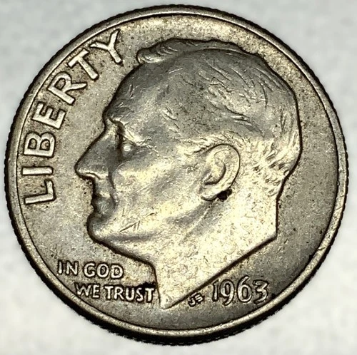 1963-D Roosevelt Dime - Circulated Condition - 90% Silver - US Coin - 3035