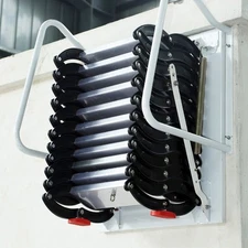 9.8ft Wall Mounted Folding Ladders Loft Attic Garret Stair 27.5" Square Opening