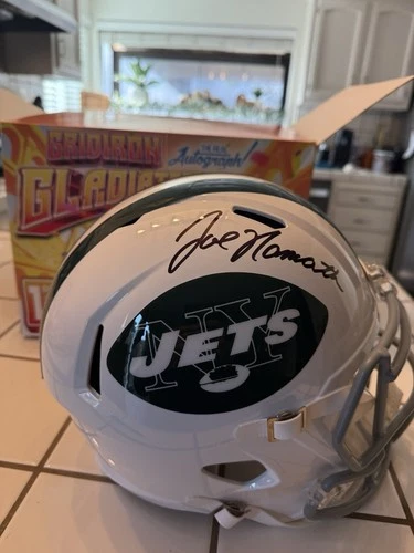 Joe Namath New York Jets Signed Helmet Beckett Witnessed Authenticated