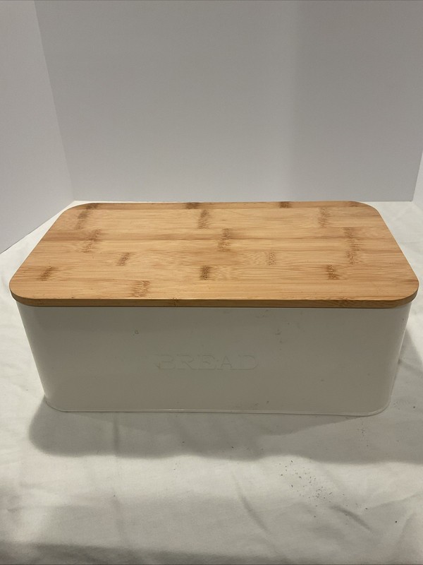 Beautiful Bread Box With Wooden Lid For Your Kitchen Countertop - Spacious Co...