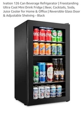 126 Can Beverage Refrigerator/Freestanding Ultra Cool Mini Fridge