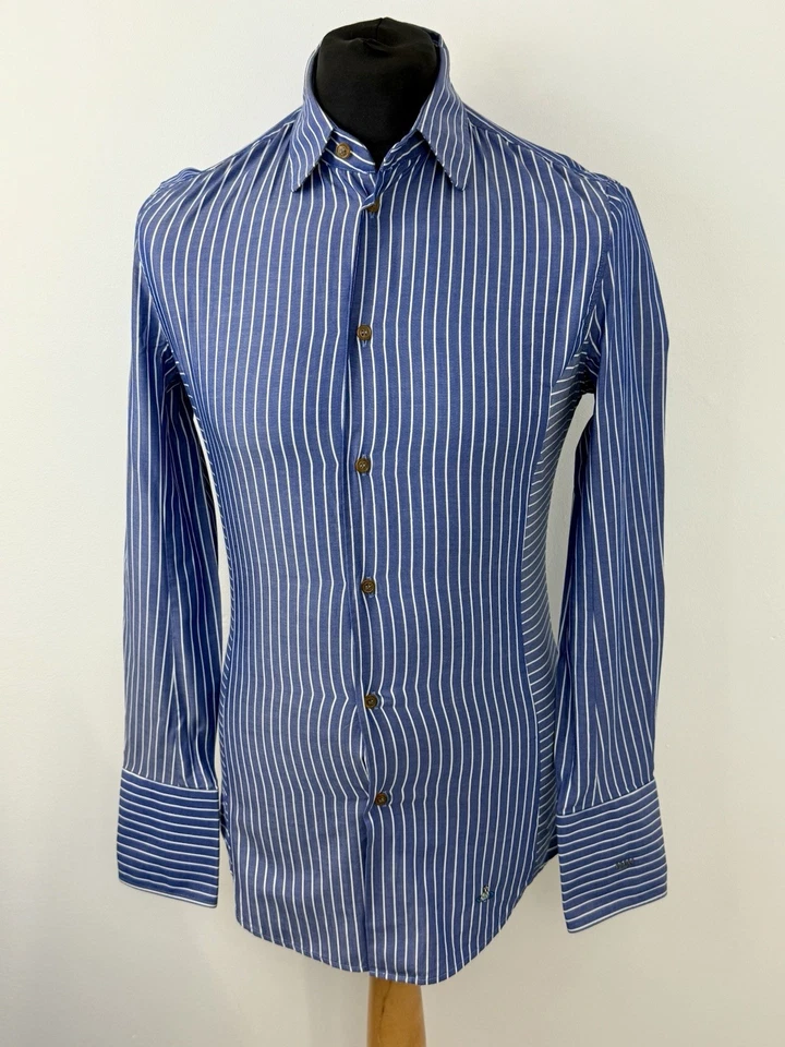 Camisa Vivienne Westwood RAYAS Azul Blanco Inteligente A Medida Talla Pequeña S Foto 3 de 4
