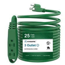K KASONIC - 25-Feet 3 Outlet Extension Cord UL Listed 16/3 SJTW 3-Wire Ground...