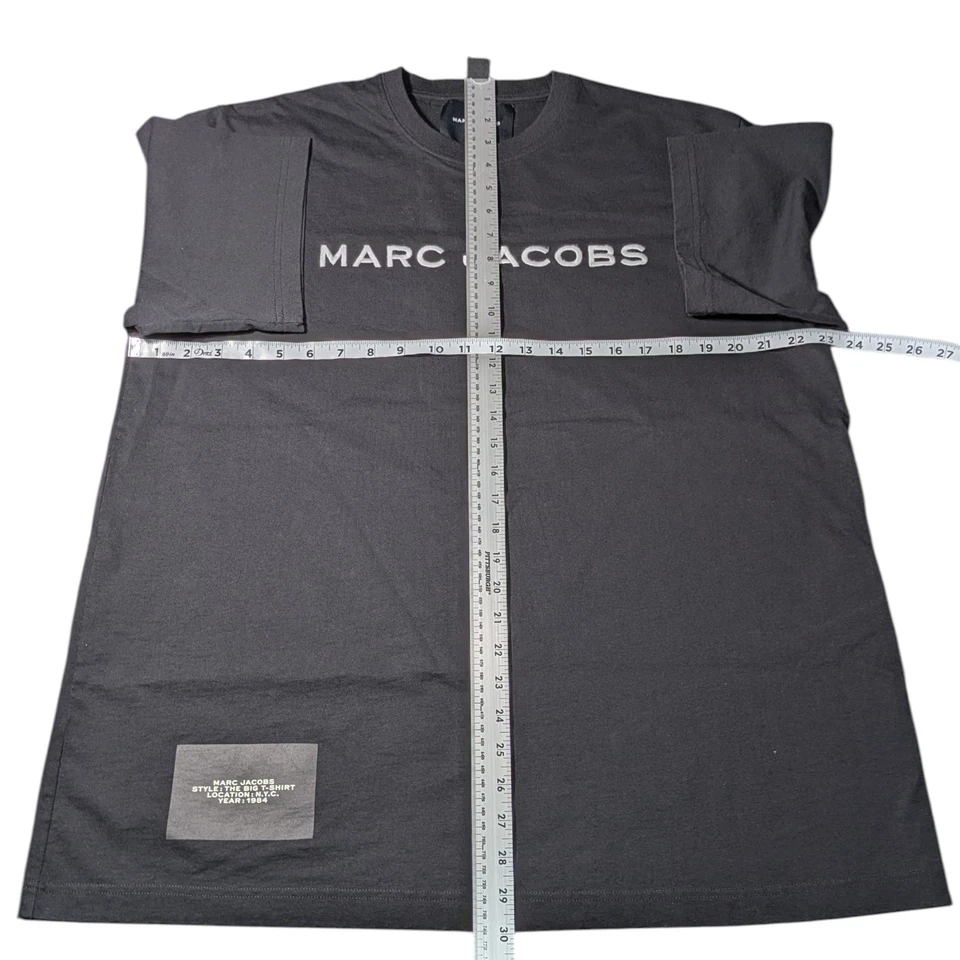 Marc Jacobs Crew Black T Shirt Oversized S Cotton Short Sleeve Logo Tee - Image 2 of 4