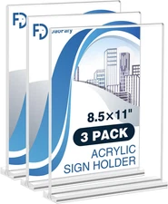 Daofary 3 Pack Acrylic Sign Holder 8.5 X 11 Clear Display Table Signs Stand, Dou