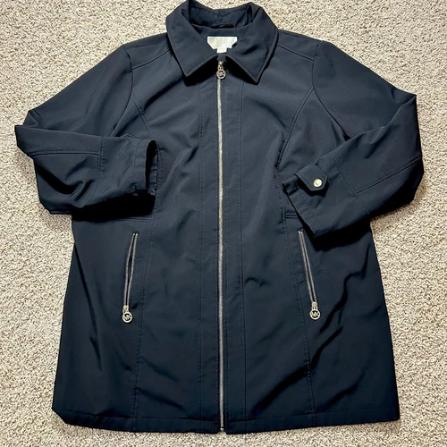 Cappotto donna Michael Kors lungo lana isolato nero con dettagli oro taglia XL