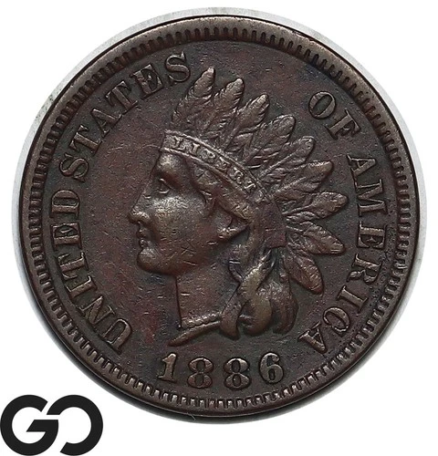 1886 Indian Head Cent Penny Type 1, Key Date Choice XF