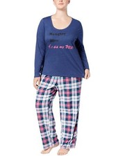 Jenni by Jennifer Moore Plus Size Top and Printed Fleece Pants Pajama Set 2X