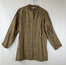 Chicos Gold Embroidered Silk Jacket  Kimono style 