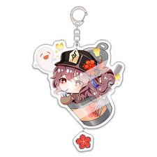 Genshin Impact Animation Game Key Chain Decoration Acrylic Double Interlayer 6cm