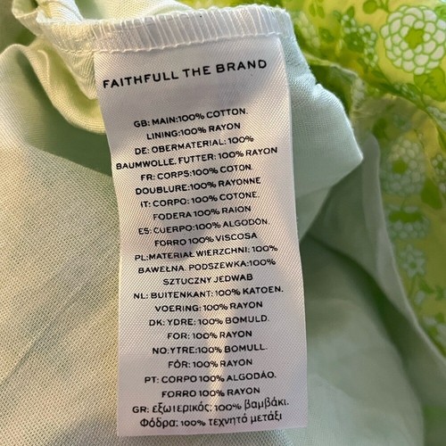 Abito midi Faithfull the Brand Nyree Cremona stampa floreale taglia large babydoll nuovo con etichette - Foto 10 di 13