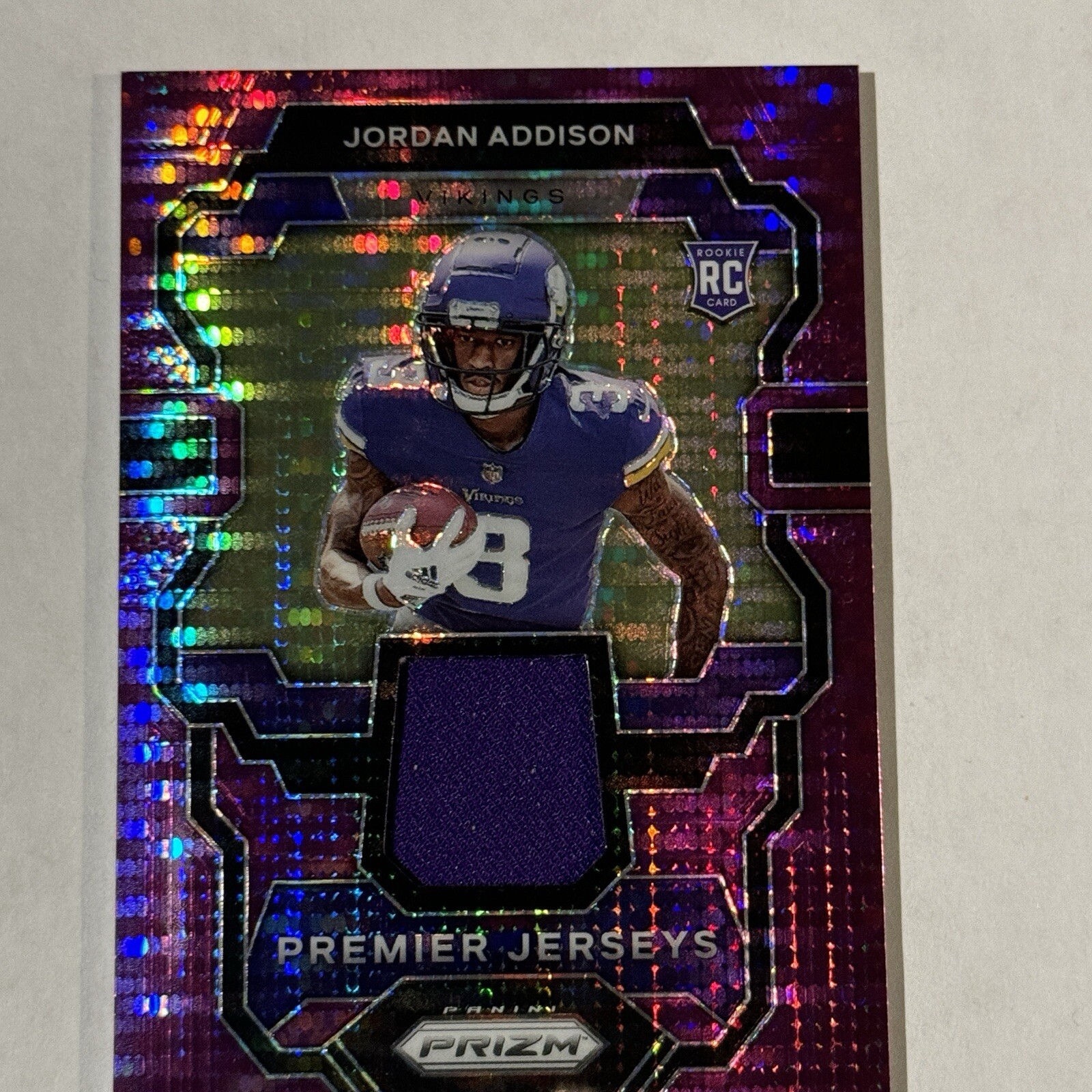 2023 Panini Prizm - Rookie Gear Purple Pulsar Prizm #PJ-JA Jordan Addison