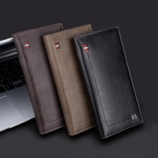 Mens Leather Wallet - Secure RFID Slim Bifold Wallet - Long Card Holder Wallet