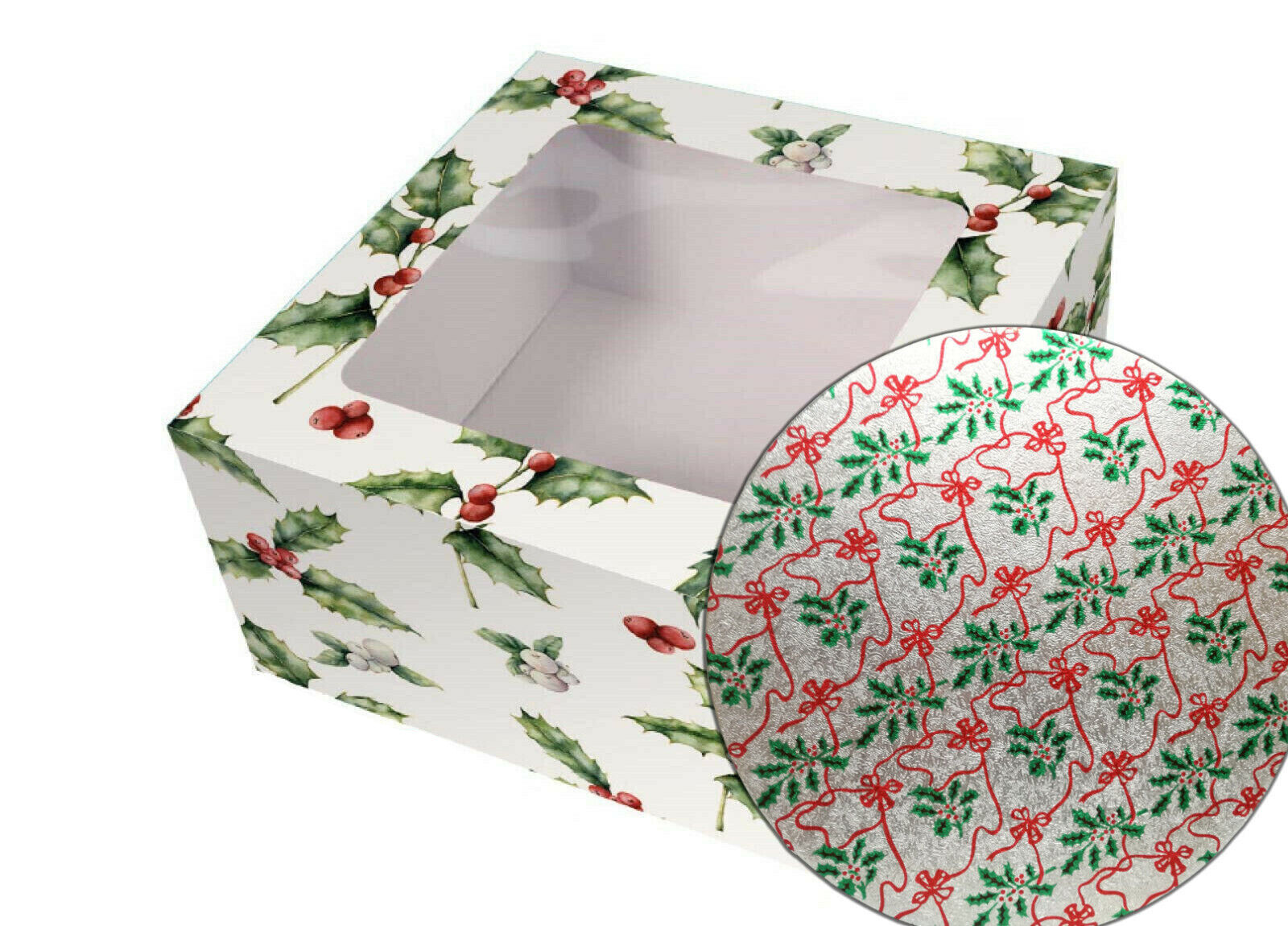 Christmas Cake Board and Box Silver Bulk Boards Merry Christmas Round