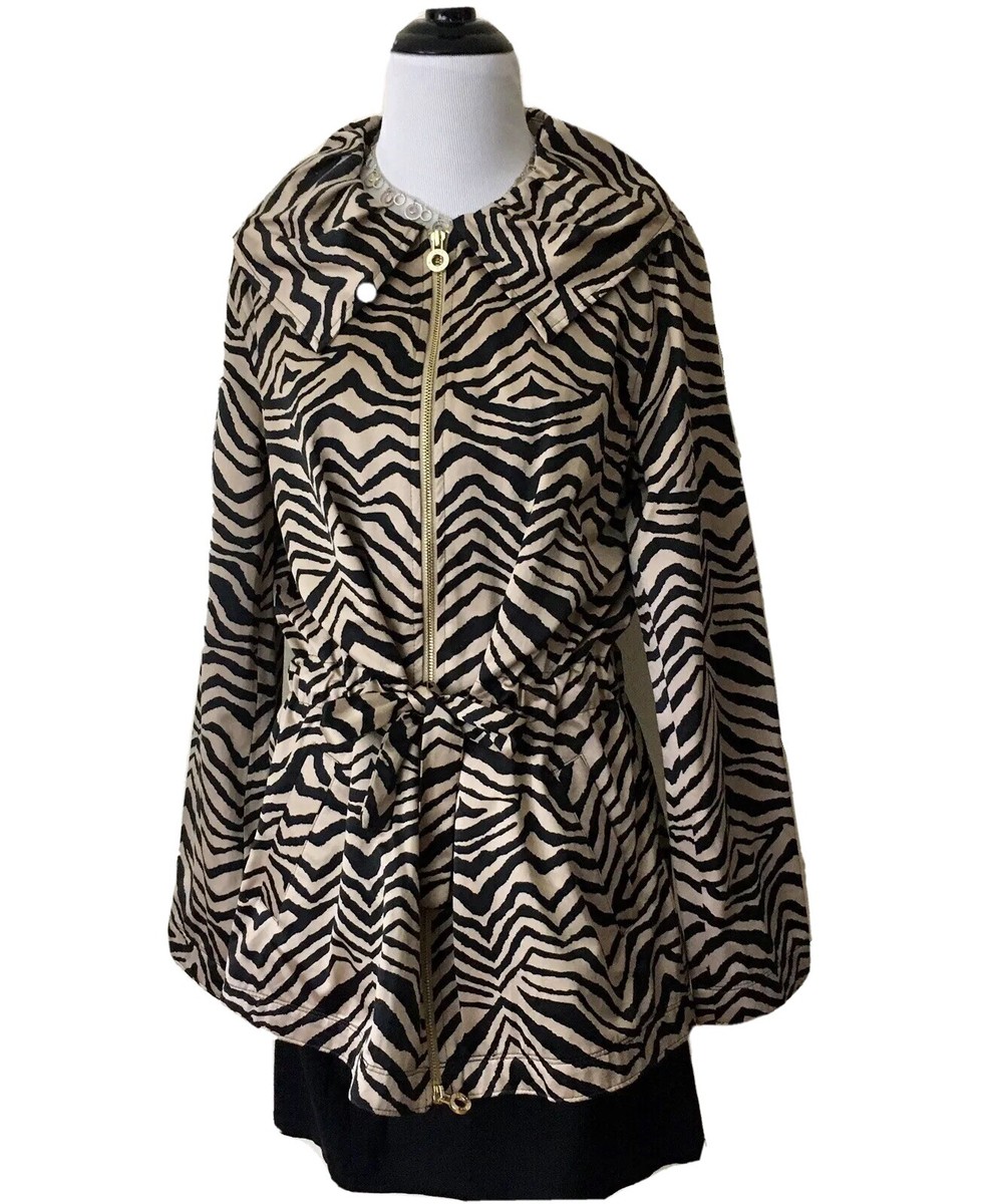 Dana Buchman Zebra Print Jacket Size Medium Lightweight Full Zip