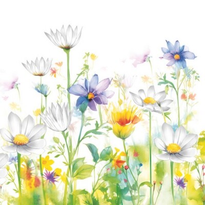 20 Servietten Beautifull Flower Meadow Frühlingswiese Blumen Gräser Garten 33x33