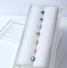 7pc Box Value Pack Opal Set Gem 20g Steel L-Bend Nose Rings Stud Screw
