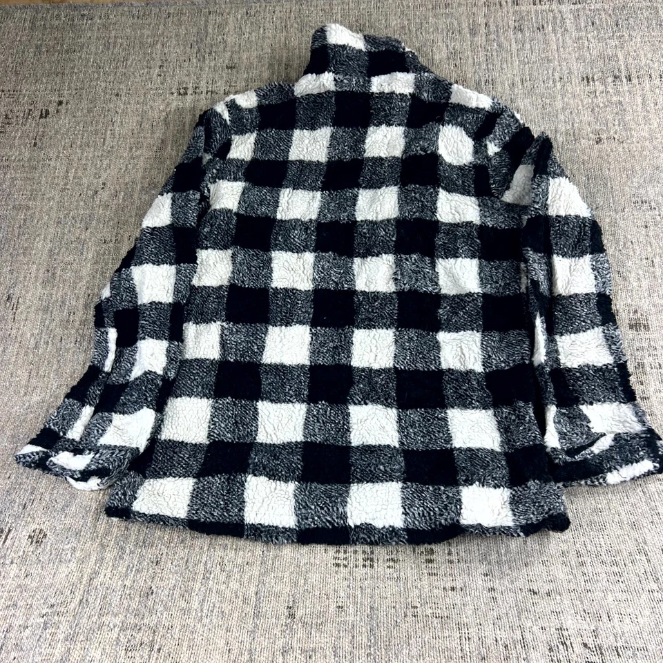 Brave Soul Mens Full Zip Fleece Jacket Size Medium Black Plaid Mock Neck Pockets - image 2 of 4