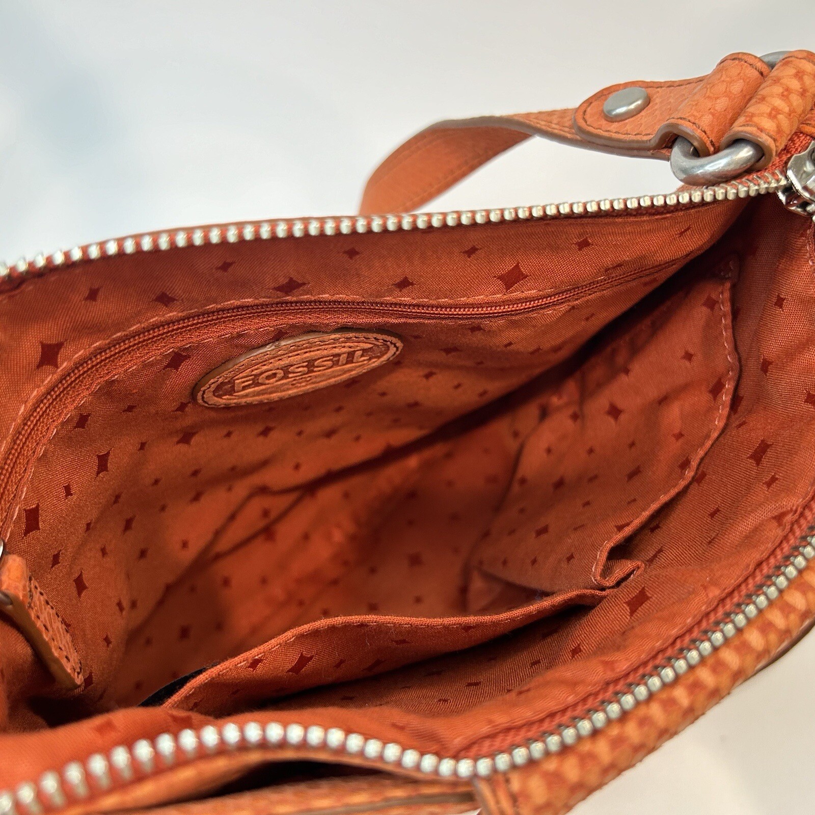 #FOSSIL Maddox Orange Python Leather Crossbody Me… - image 10