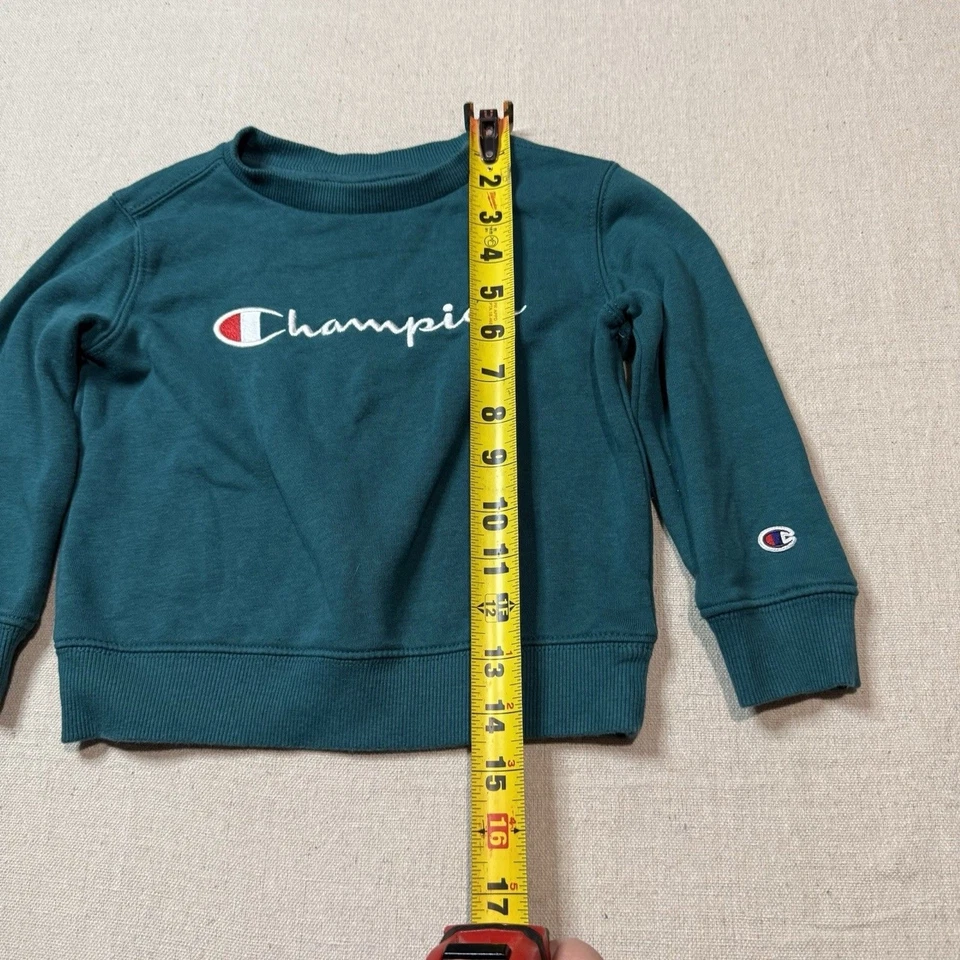 Champion Logo Sweater Pullover Athletic Crewneck Toddler Size 3T Aqua Green - Image 4 of 4