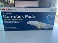 CVS Health Sterile Non-Stick Pad 3 X 8 Extra Long Absorbs & Protects 10ct. NIB