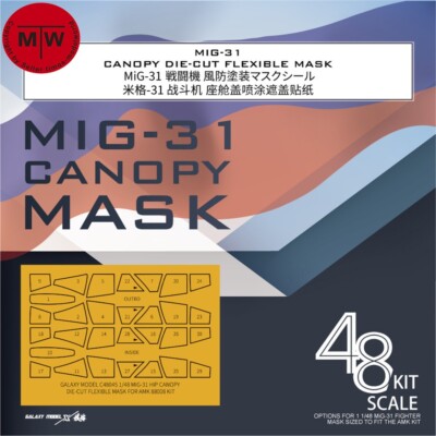 Galaxy C48045 1/48 Scale MIG-31 Canopy Die-cut Flexible Mask for AMK 88008 Model