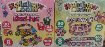 2 NEW Rainbow Loom Bracelet Bead Kits BEADMOJI & LOOMI-PALS makes 16 bracelets