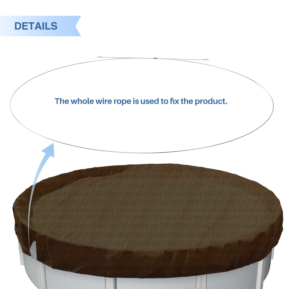 E&K Above Ground Pool Cover Round Winter Tarp Cover for Home Swimming Pool Brown - Image 4 of 4