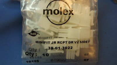 10 39 01 3022 Molex Conn Housing F 2 Pos Crimp St Cable Mount Mini Fit Jr Bag Ebay