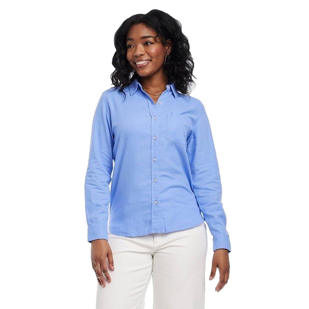 Women's Linen Long Sleeve Collared Button-down Shirt Universal