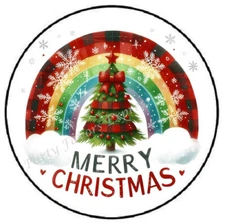 MERRY CHRISTMAS RAINBOW ENVELOPE SEALS LABELS STICKERS PARTY FAVORS
