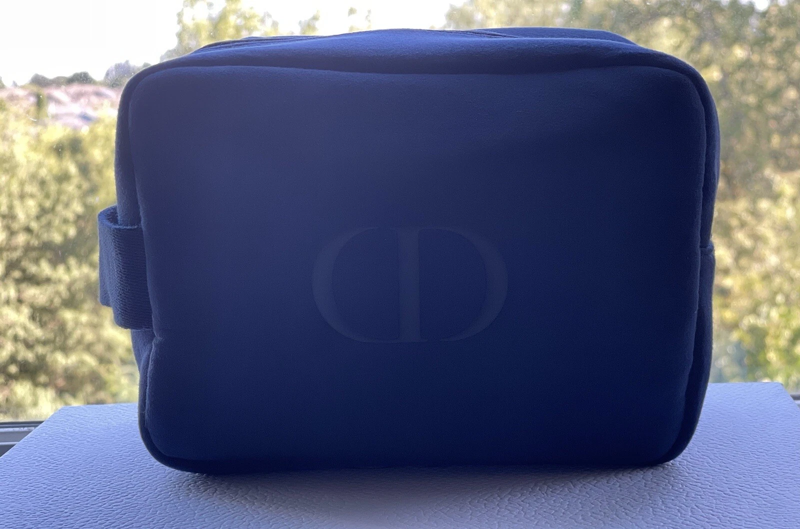 Sac de toilette Dior double kit poche à raser cosmétique voyage étui zippé bleu marine
