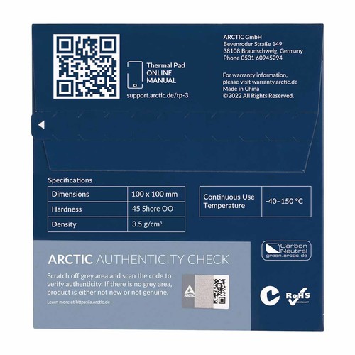 ARCTIC TP-3 Premium Performance Thermal Pad 100 x 100 mm, 1 mm - Picture 5 of 5